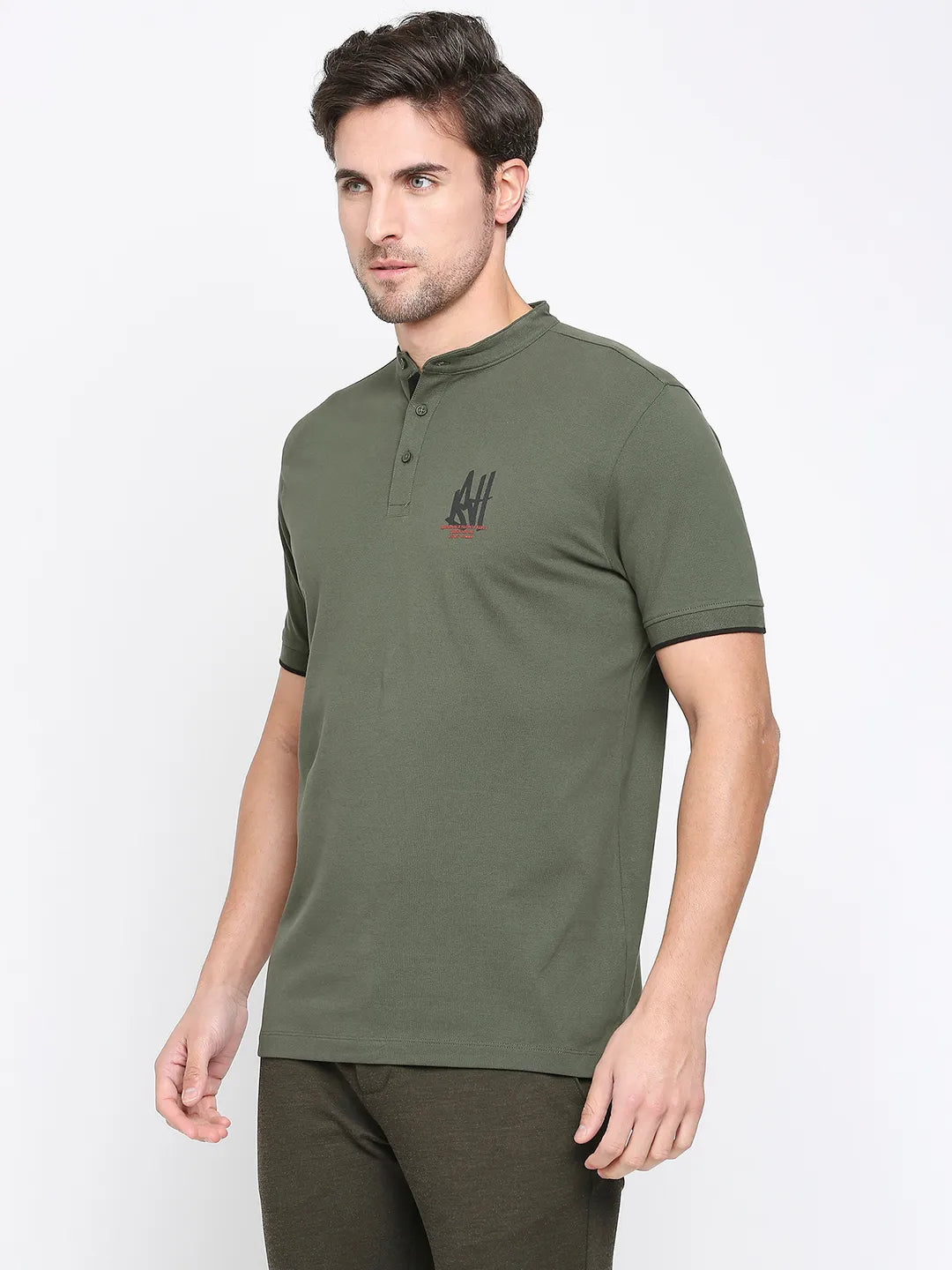 Being Human Clothing Men Regular Fit Polo Neck T-Shirts-Forest Green