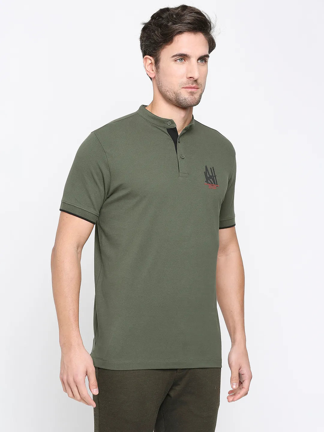 Being Human Clothing Men Regular Fit Polo Neck T-Shirts-Forest Green