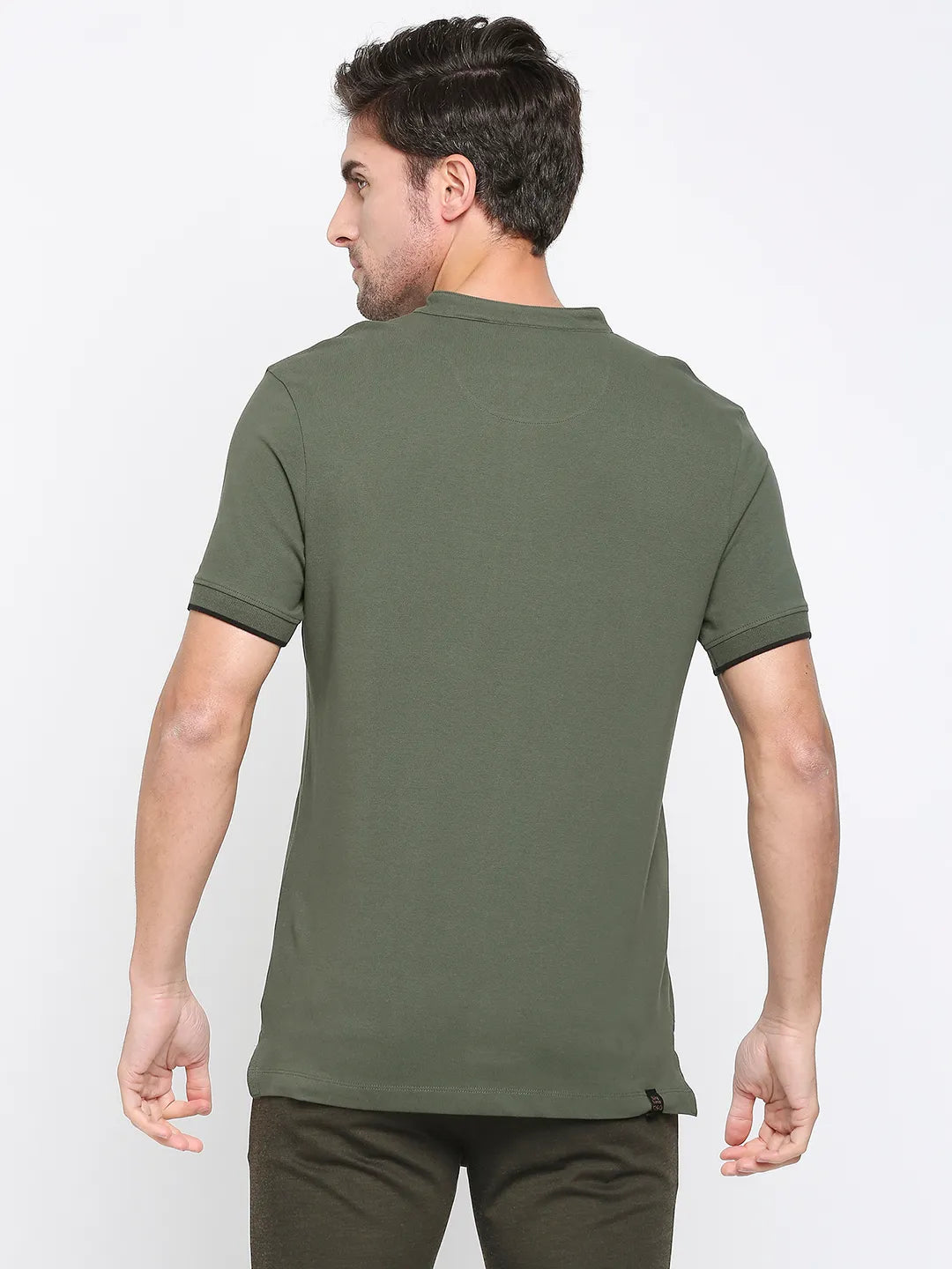 Being Human Clothing Men Regular Fit Polo Neck T-Shirts-Forest Green