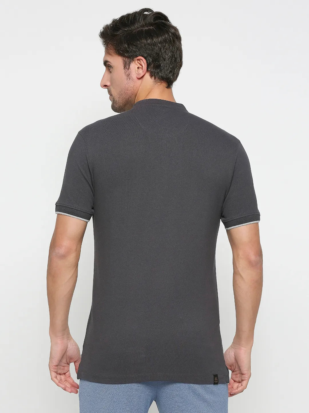 Being Human Clothing Men Regular Fit Polo Neck T-Shirts-Slate Grey