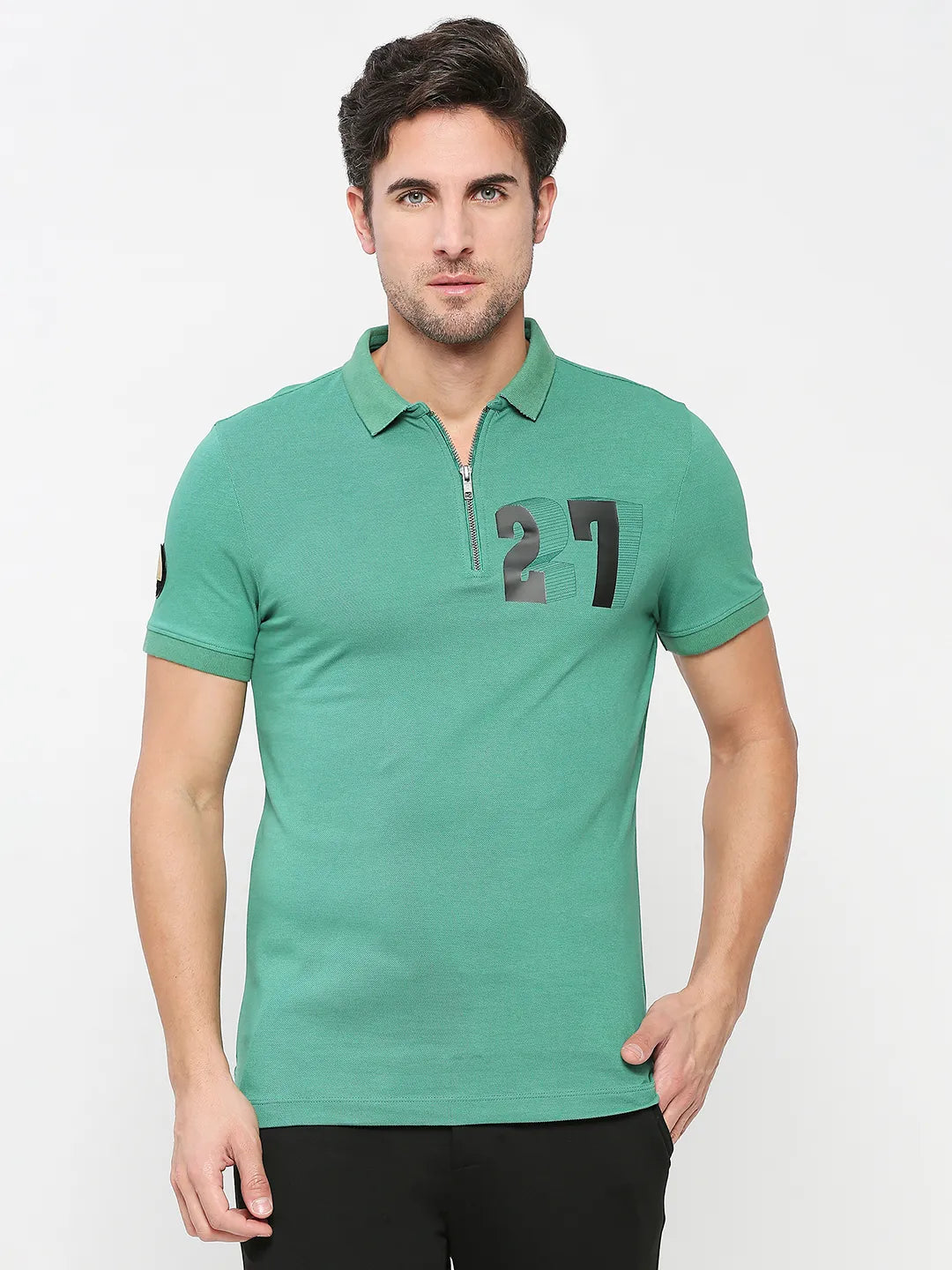 Black Regular Fit Men's Polo T-Shirt by Being Human Clothing