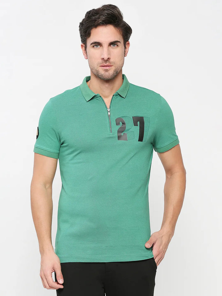 Green Regular Fit Men's Polo T-Shirt by Being Human Clothing