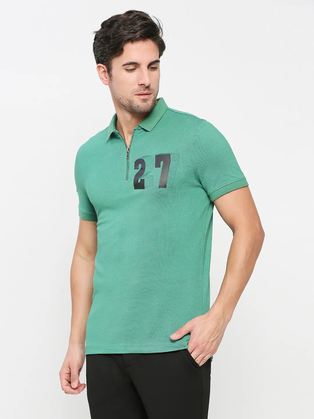 Black Regular Fit Men's Polo T-Shirt by Being Human Clothing