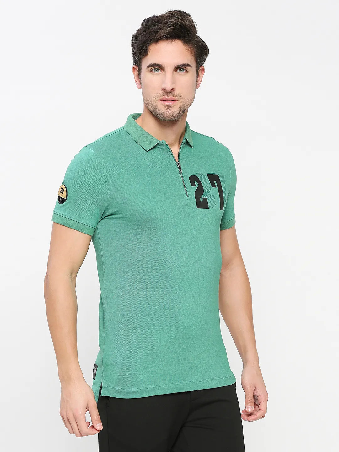 Black Regular Fit Men's Polo T-Shirt by Being Human Clothing