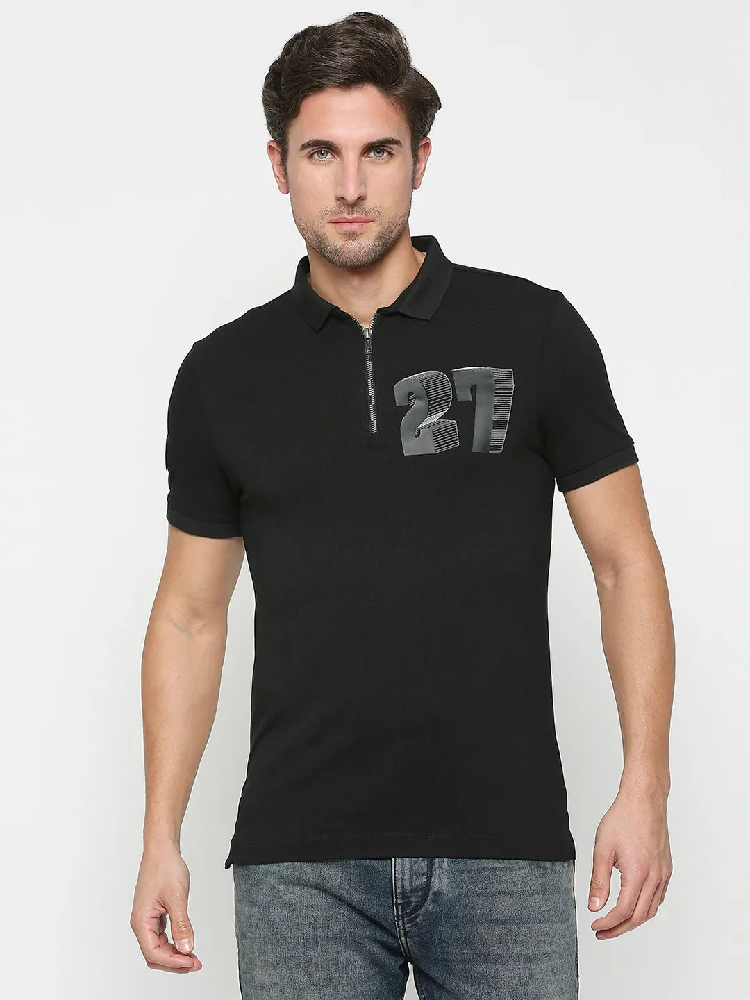 Being Human Clothing Men Regular Fit Polo Neck T-Shirts-Verdant Green