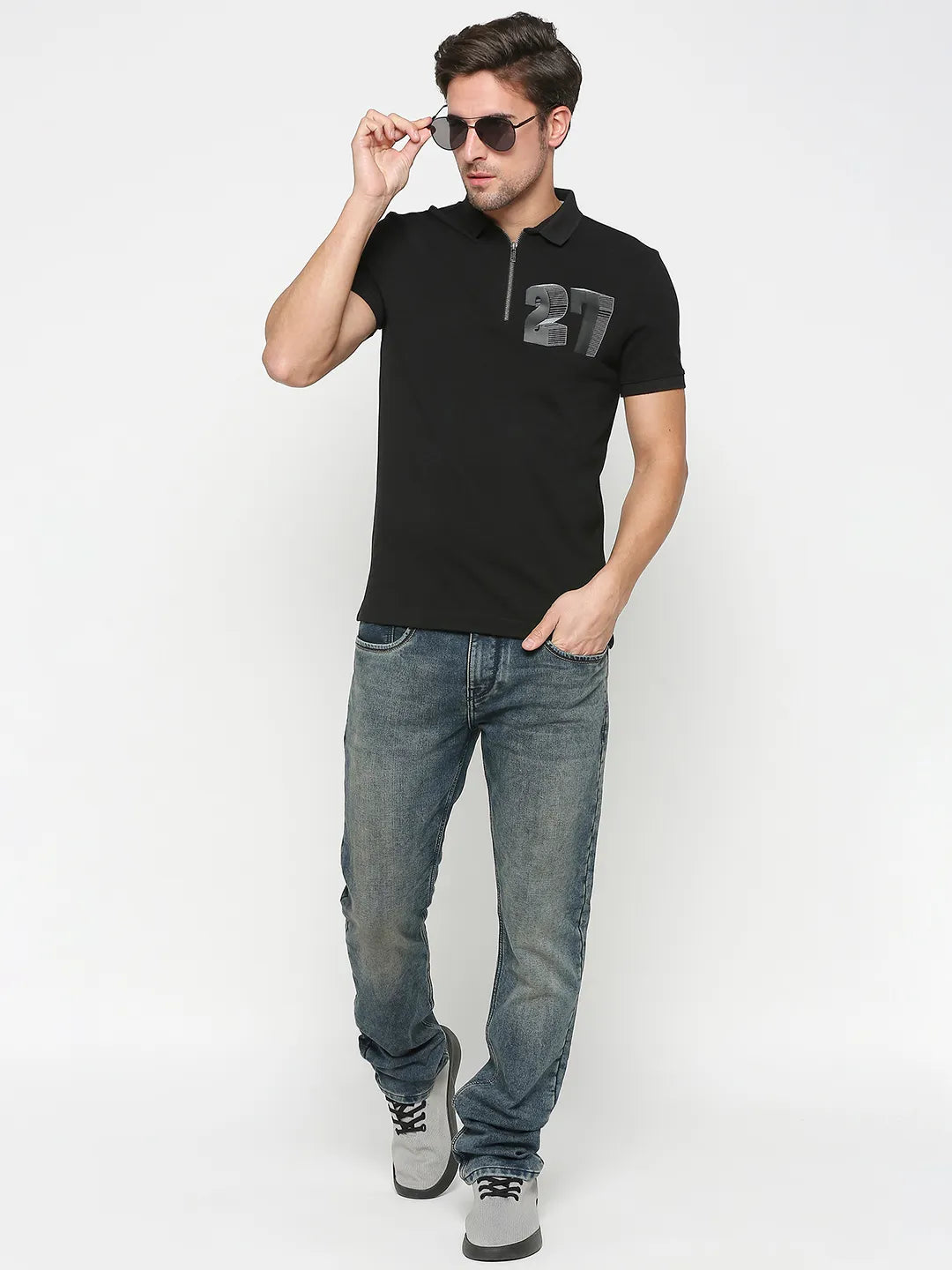 Being Human Clothing Men Regular Fit Polo Neck T-Shirts-Verdant Green