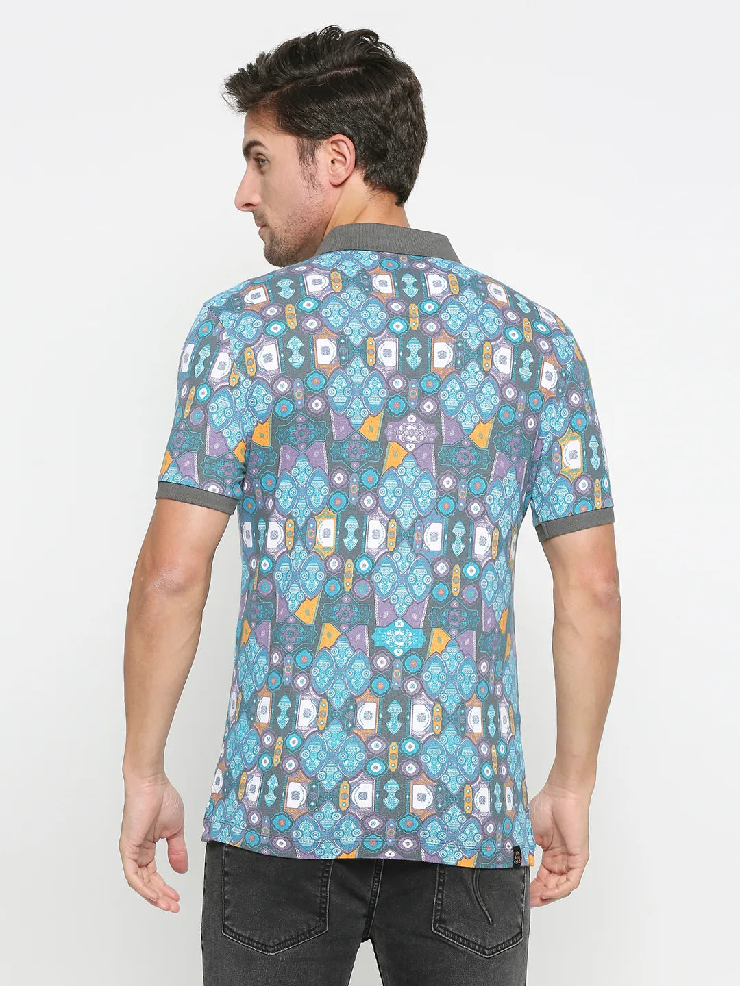 Being Human Clothing Men Regular Fit Polo Neck T-Shirts-Charcoal