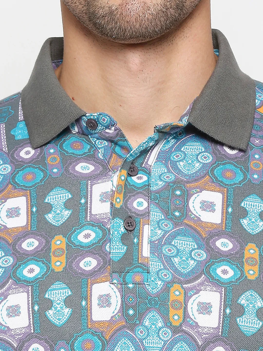 Being Human Clothing Men Regular Fit Polo Neck T-Shirts-Charcoal