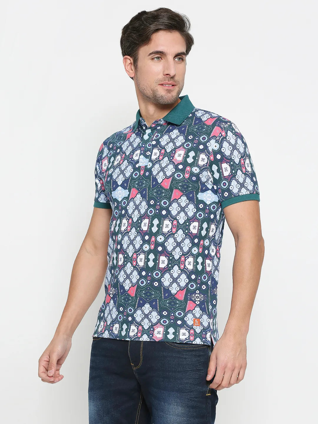 Being Human Clothing Men Regular Fit Polo Neck T-Shirts-Deep Teal