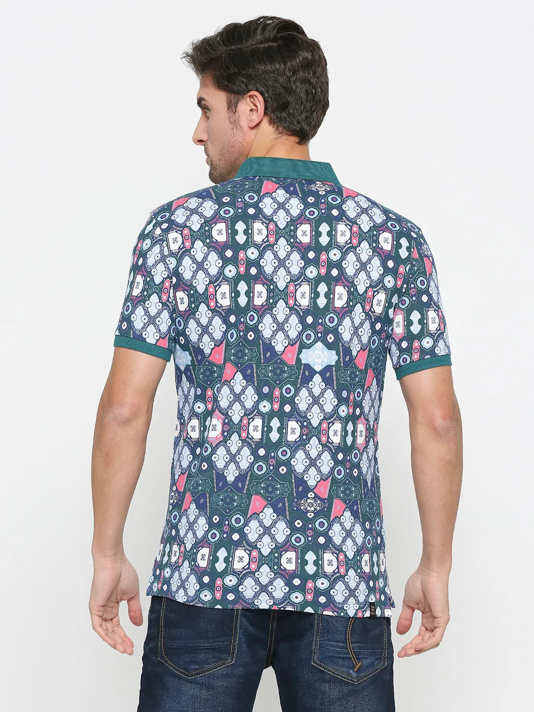 Being Human Clothing Men Regular Fit Polo Neck T-Shirts-Deep Teal