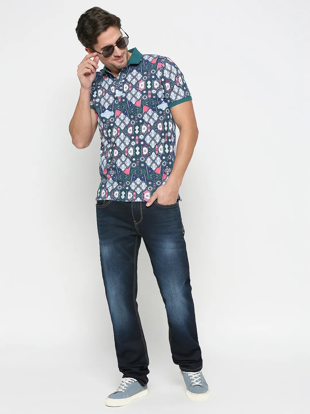 Being Human Clothing Men Regular Fit Polo Neck T-Shirts-Deep Teal