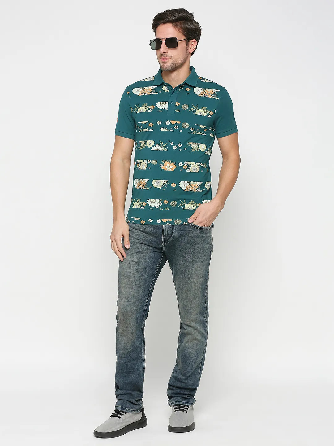 Being Human Clothing Men Regular Fit Polo Neck T-Shirts-Ice Blue