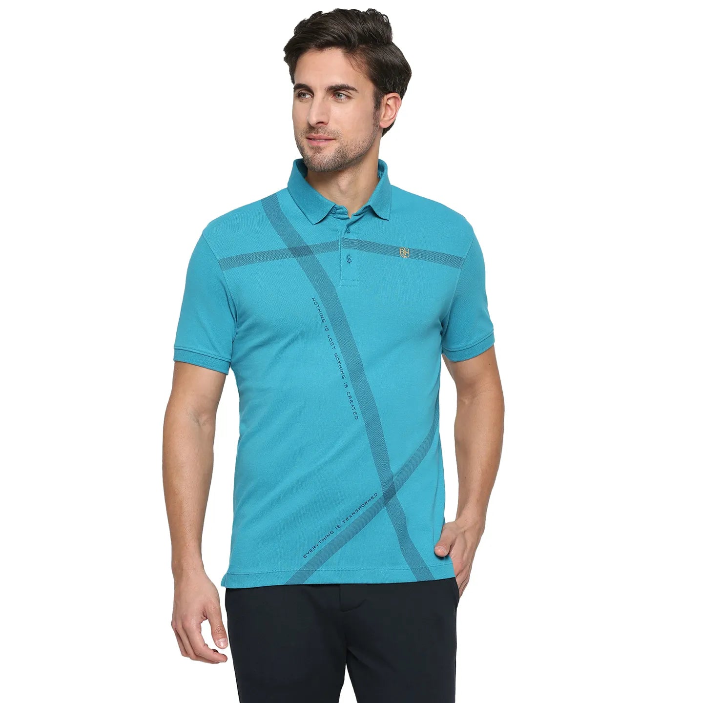 Blue Regular Fit Men's Polo T-Shirt by Being Human Clothing