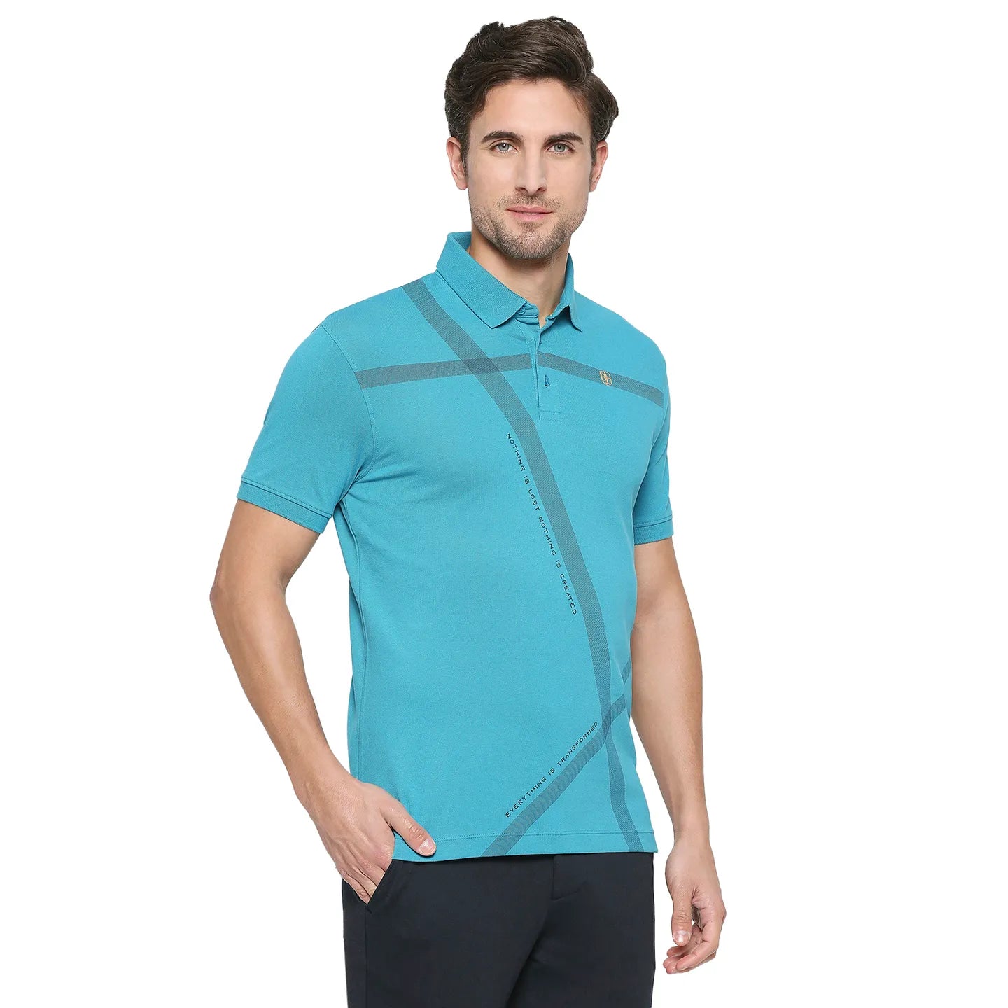 Blue Regular Fit Men's Polo T-Shirt by Being Human Clothing
