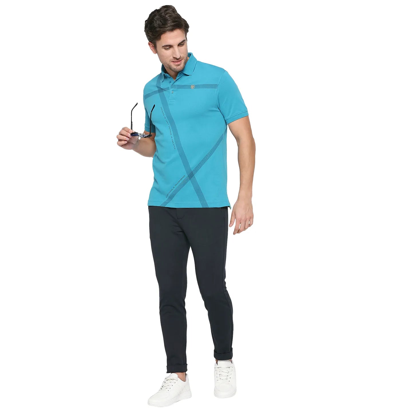 Blue Regular Fit Men's Polo T-Shirt by Being Human Clothing