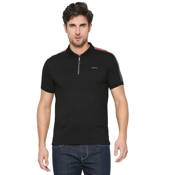 Black Regular Fit Men's Polo T-Shirt