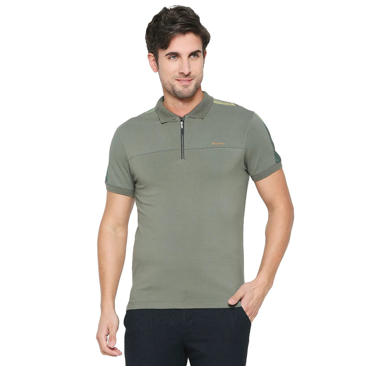 Green Regular Fit Men's Polo T-Shirt by Being Human Clothing