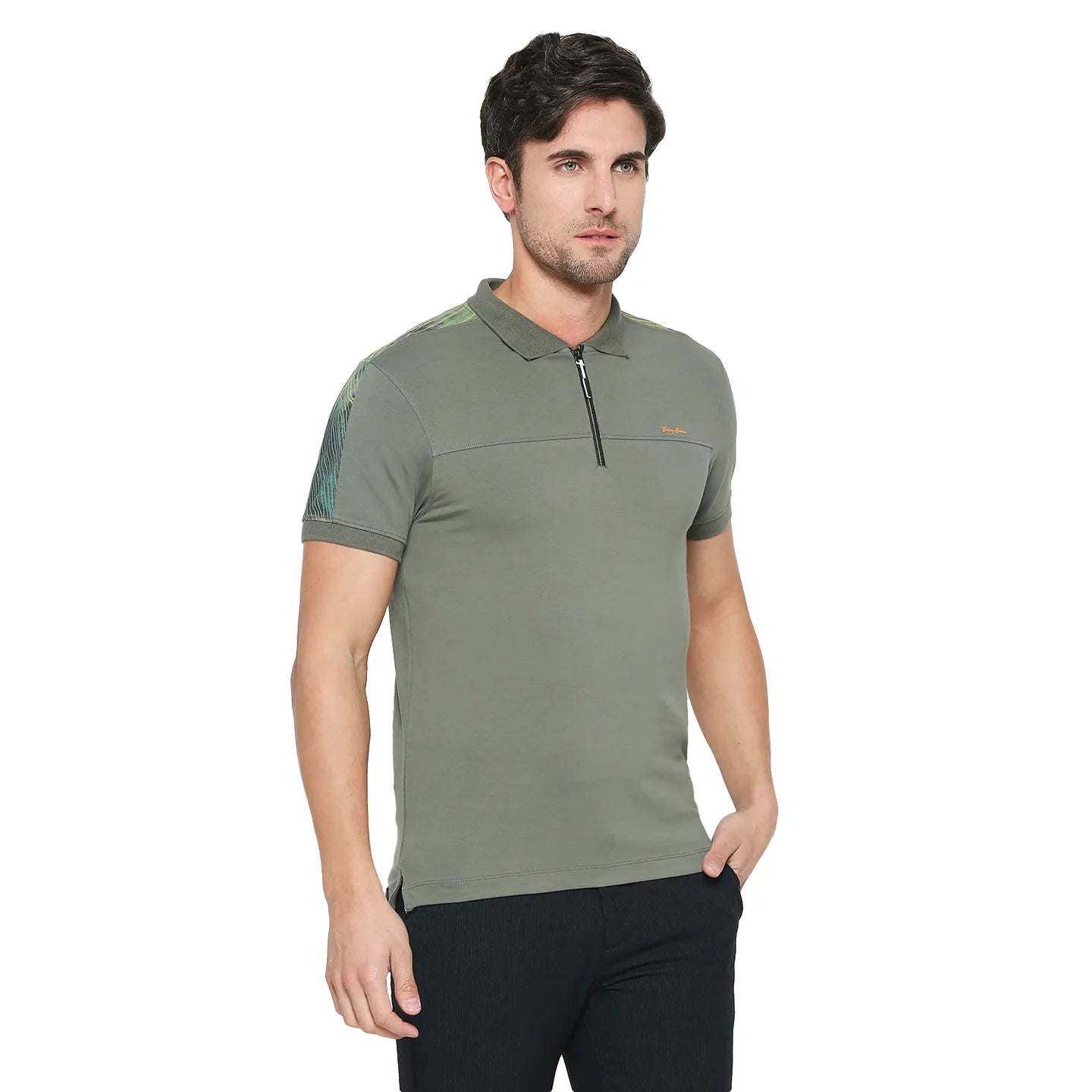 Green Regular Fit Men's Polo T-Shirt by Being Human Clothing