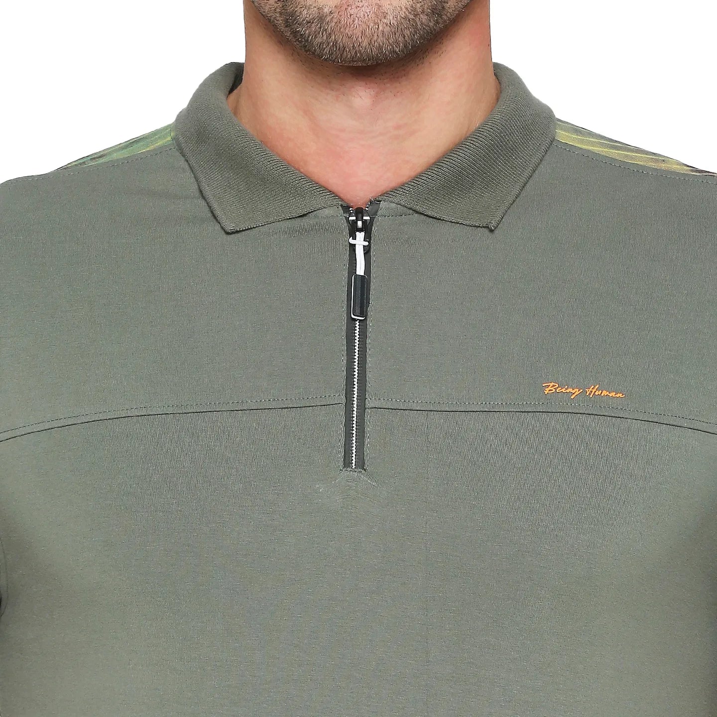 Green Regular Fit Men's Polo T-Shirt by Being Human Clothing