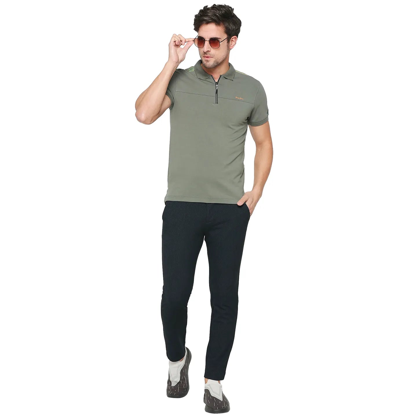 Green Regular Fit Men's Polo T-Shirt by Being Human Clothing
