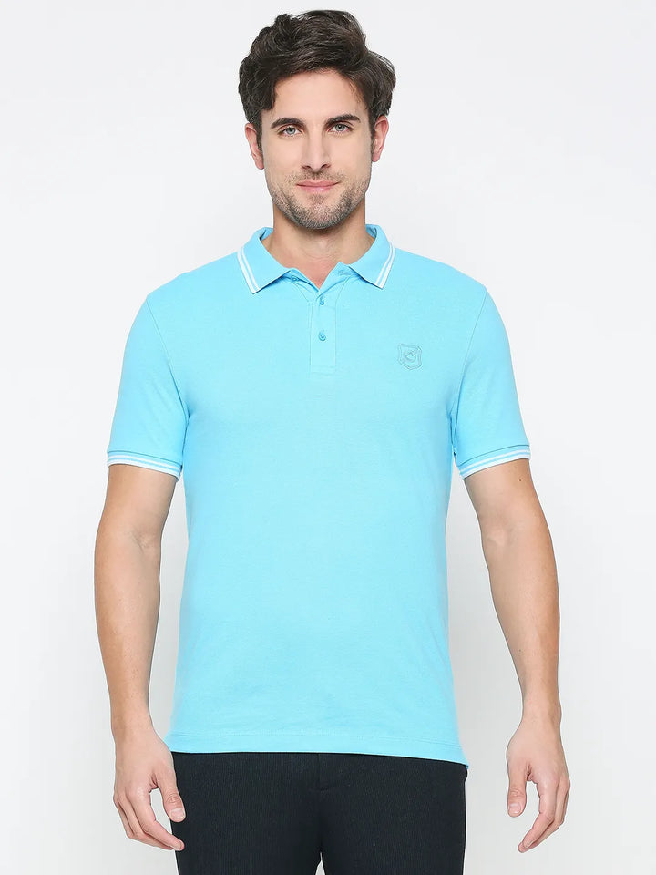 Blue Regular Fit Men's Polo T-Shirt
