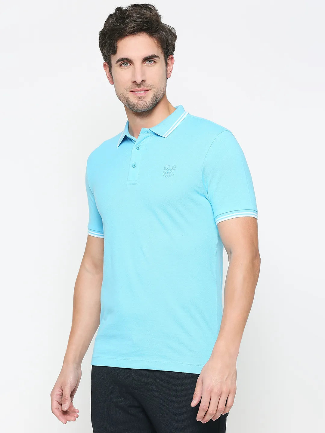 Blue Regular Fit Men's Polo T-Shirt by Being Human Clothing
