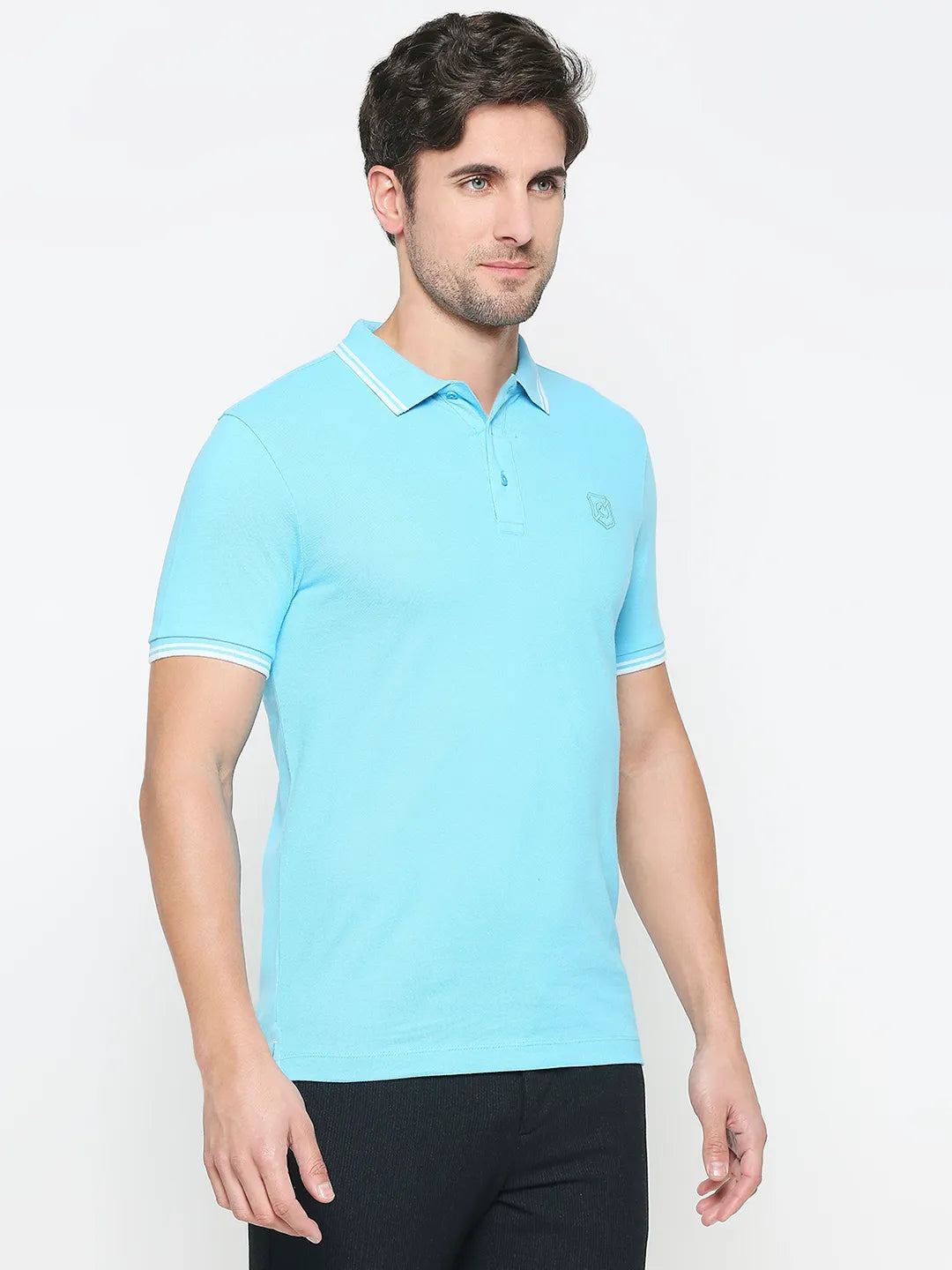 Blue Regular Fit Men's Polo T-Shirt by Being Human Clothing
