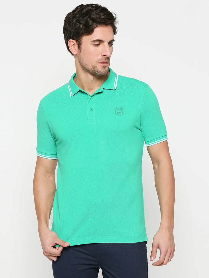 Green Regular Fit Men's Polo T-shirt by Being Human Clothing