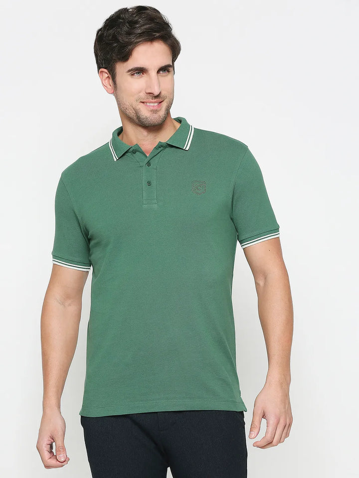 Green Regular Fit Men's Polo T-shirt