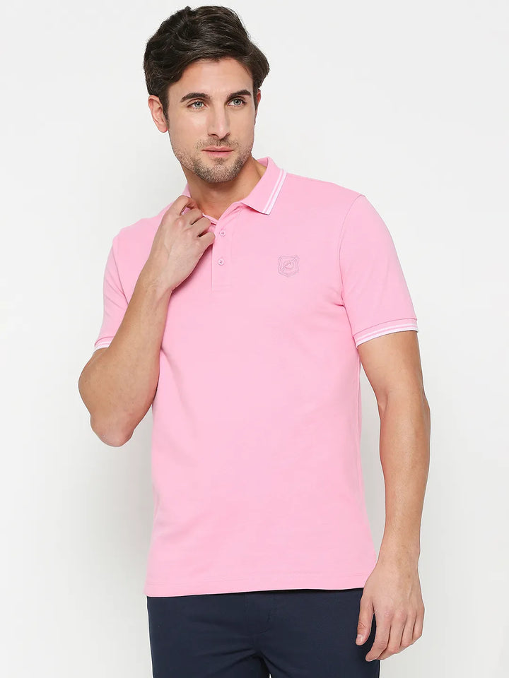 Pink Regular Fit Men's Polo T-Shirt