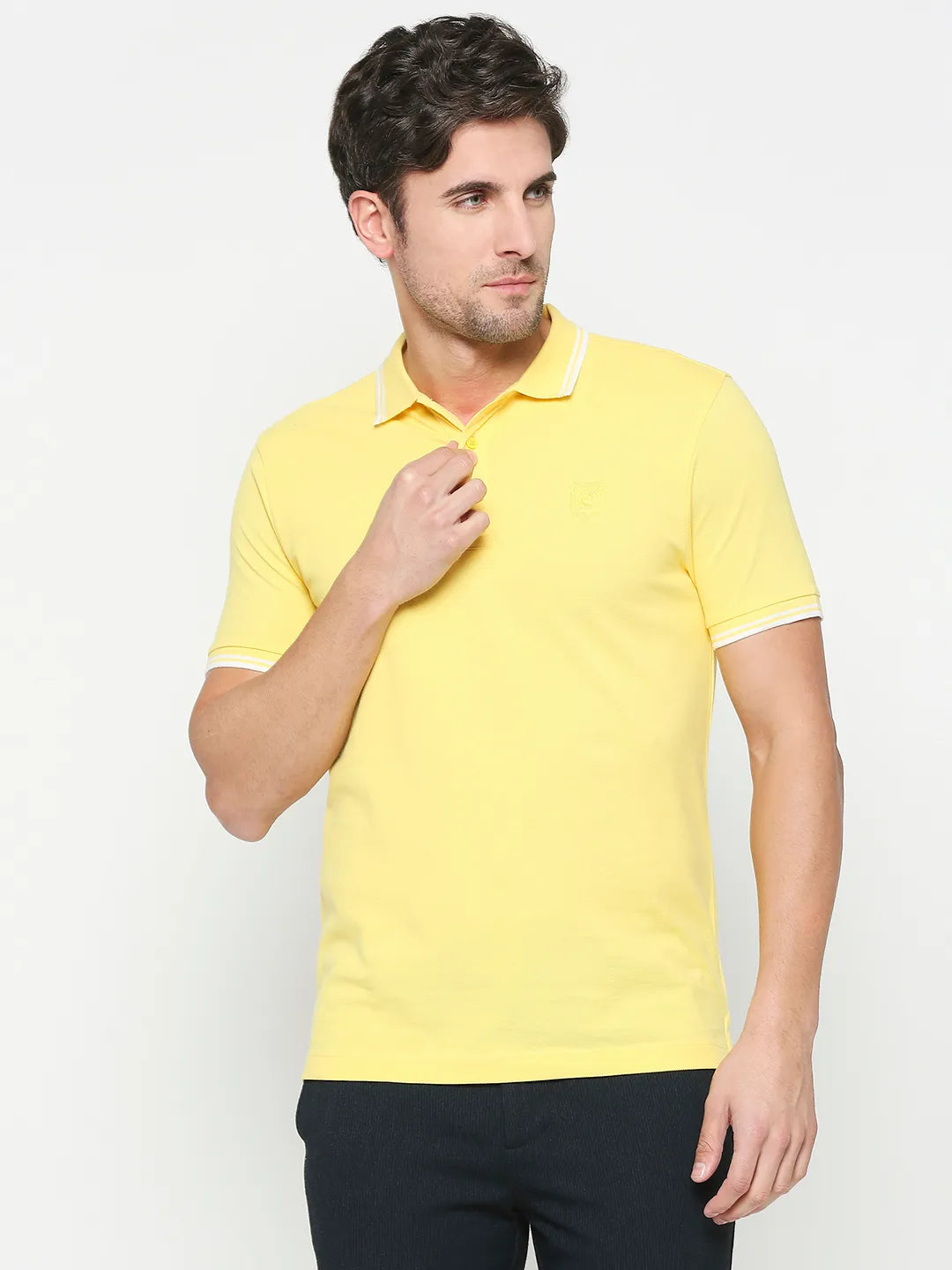 Being Human Clothing Men Regular Fit Polo Neck T-Shirts-Vibrant Yellow