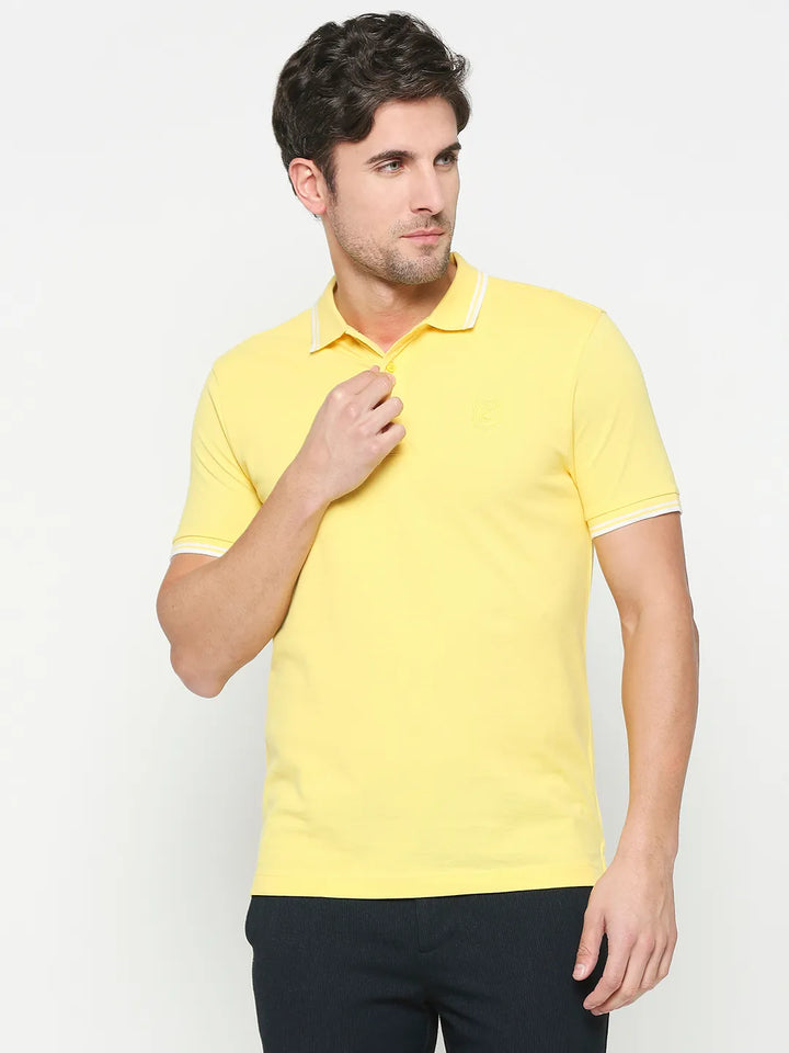 Yellow Regular Fit Men's Polo T-shirt by Being Human Clothing