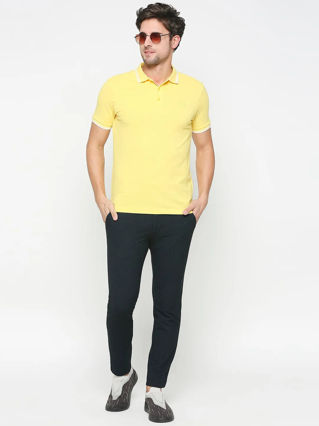 Being Human Clothing Men Regular Fit Polo Neck T-Shirts-Vibrant Yellow