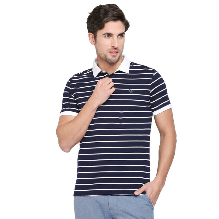 Blue Regular Fit Men's Polo T-shirt