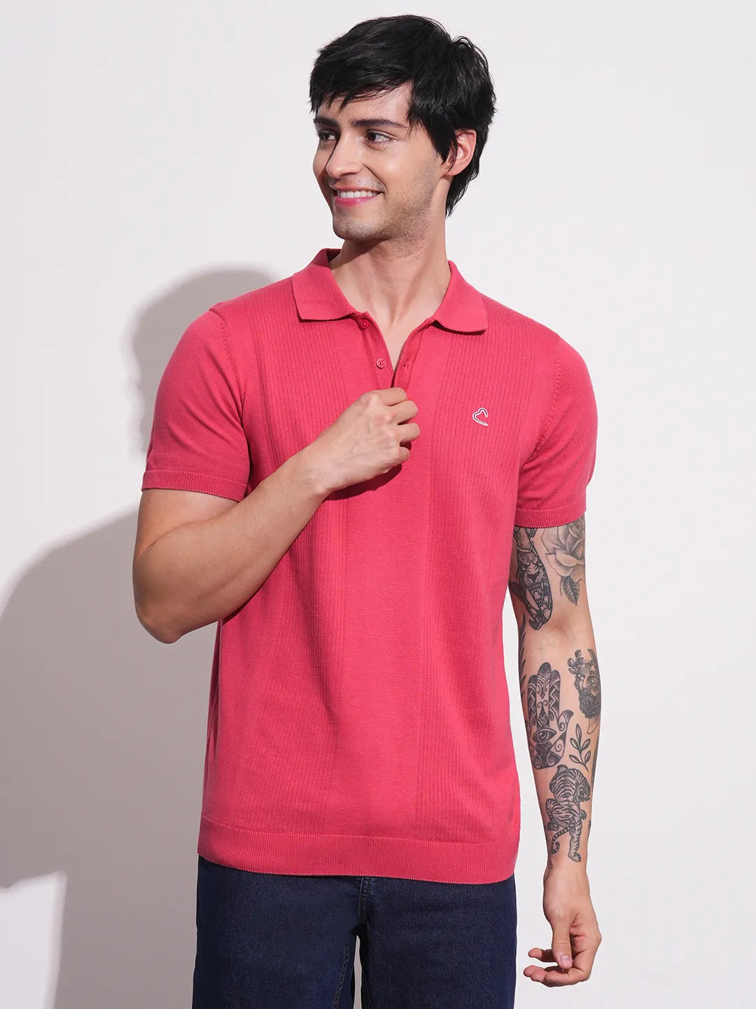 Being Human Clothing Men Regular Fit T-Shirts-Coral