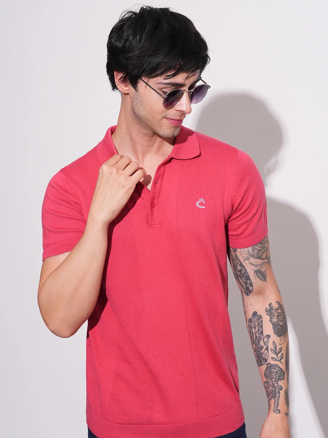 Being Human Clothing Men Regular Fit T-Shirts-Coral