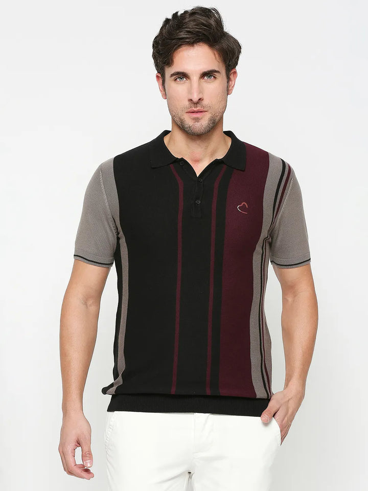 Black Regular Fit Men's Polo T-Shirt