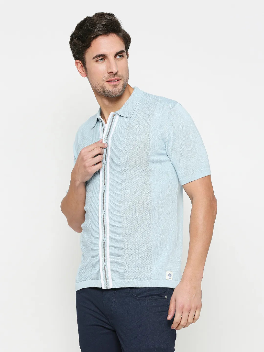 Being Human Clothing Men Regular Fit Polo Neck T-Shirts-Sky Blue