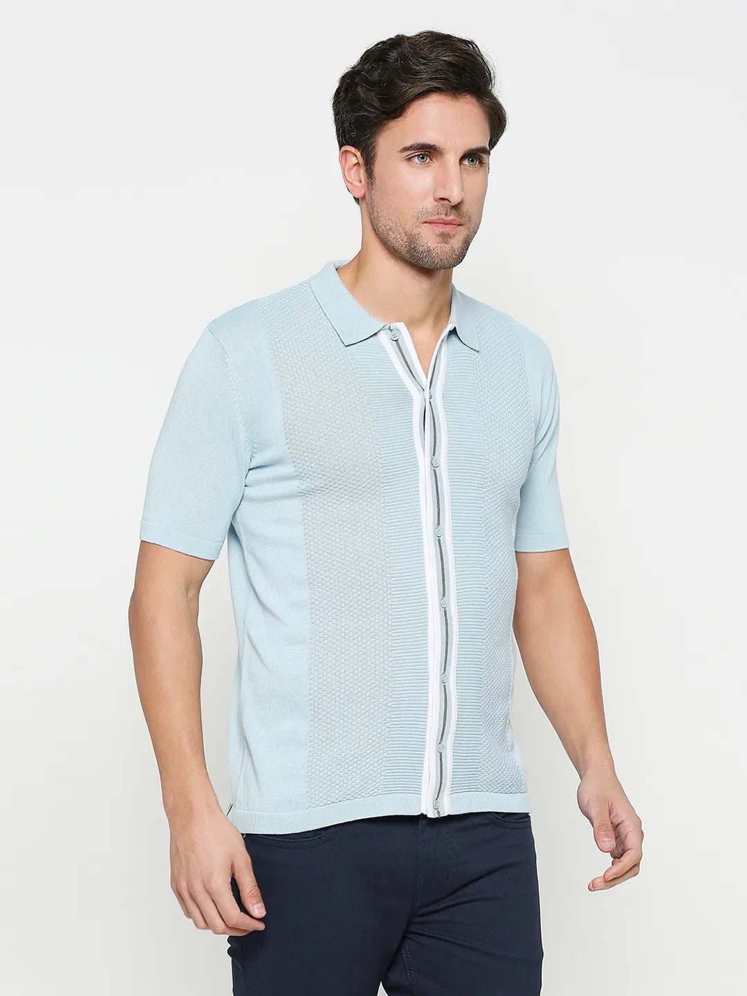 Being Human Clothing Men Regular Fit Polo Neck T-Shirts-Sky Blue