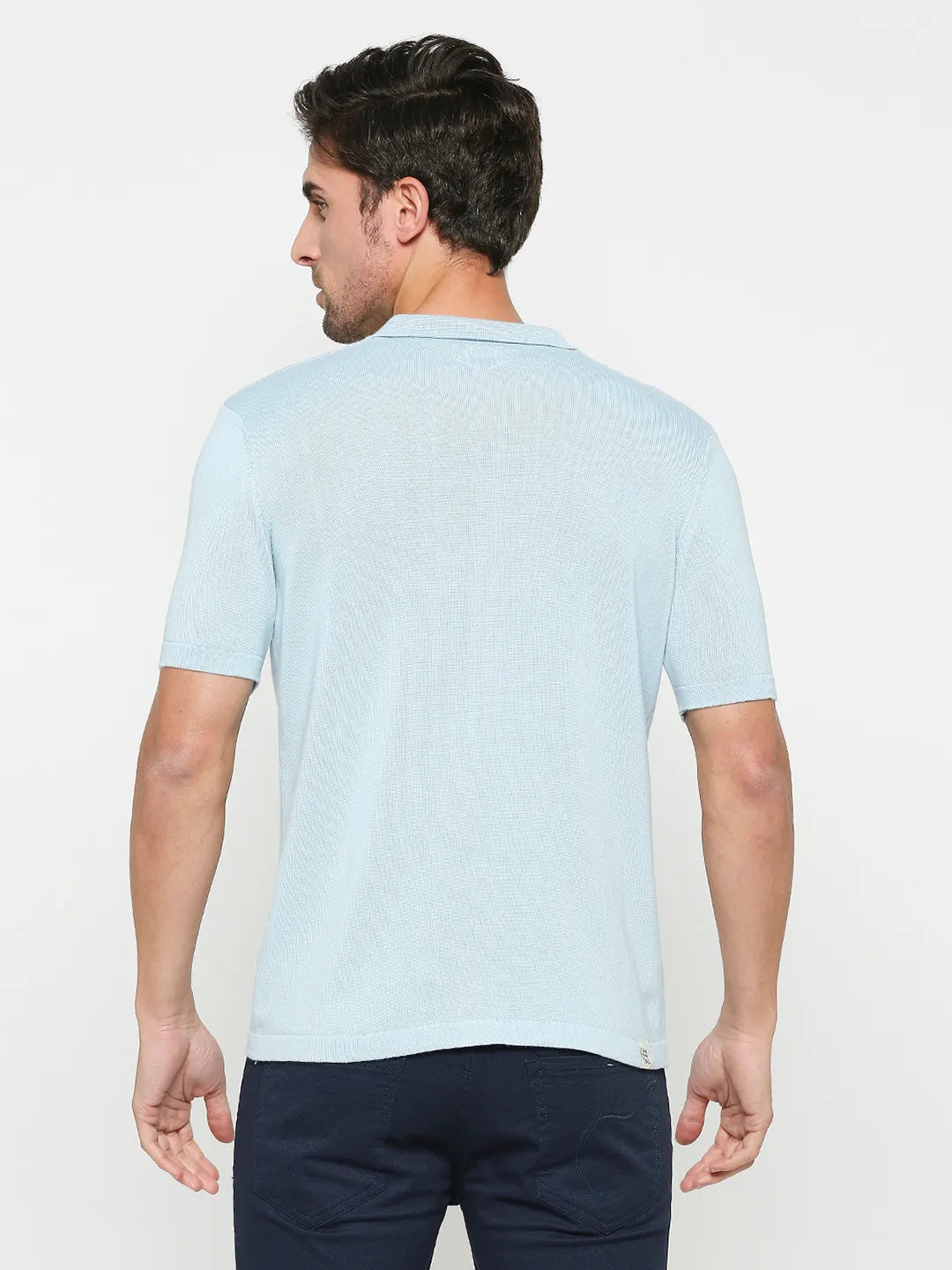 Being Human Clothing Men Regular Fit Polo Neck T-Shirts-Sky Blue