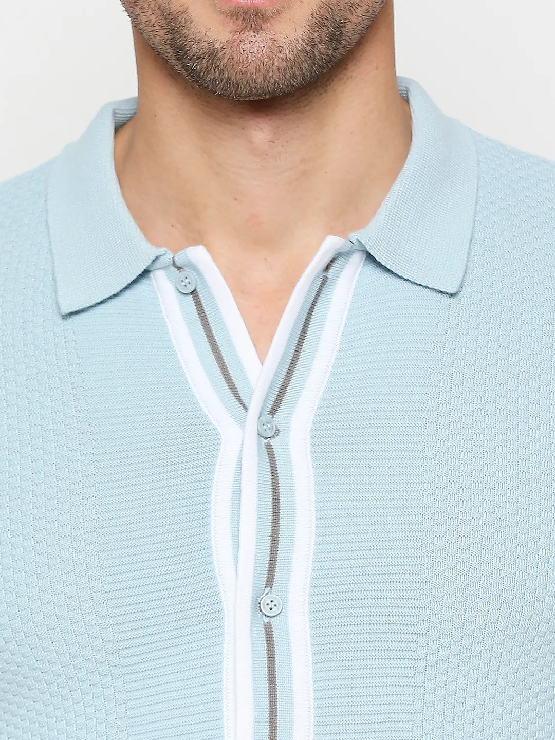 Being Human Clothing Men Regular Fit Polo Neck T-Shirts-Sky Blue