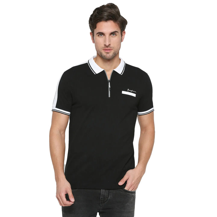 Black Regular Fit Men's Polo T-Shirt