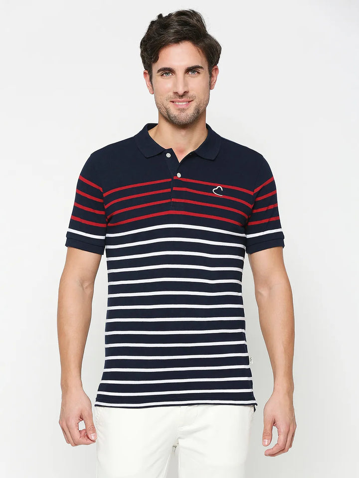 Blue Regular Fit Men's Polo T-shirt by Being Human Clothing