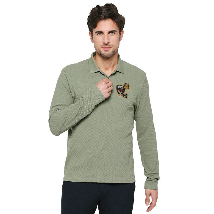 Green Regular Fit Men's Polo T-Shirt by Being Human Clothing