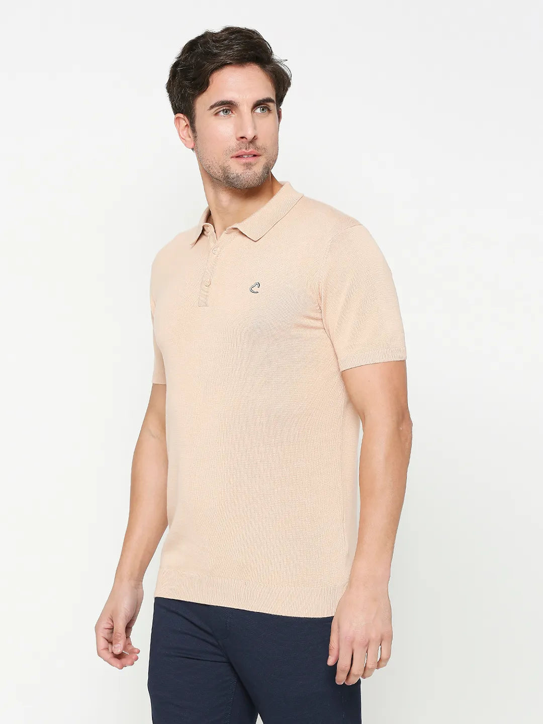 Being Human Clothing Men Regular Fit Polo Neck T-Shirts-Toasted Almond
