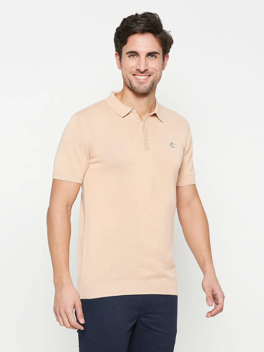 Being Human Clothing Men Regular Fit Polo Neck T-Shirts-Toasted Almond