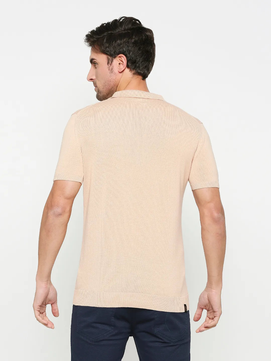 Being Human Clothing Men Regular Fit Polo Neck T-Shirts-Toasted Almond