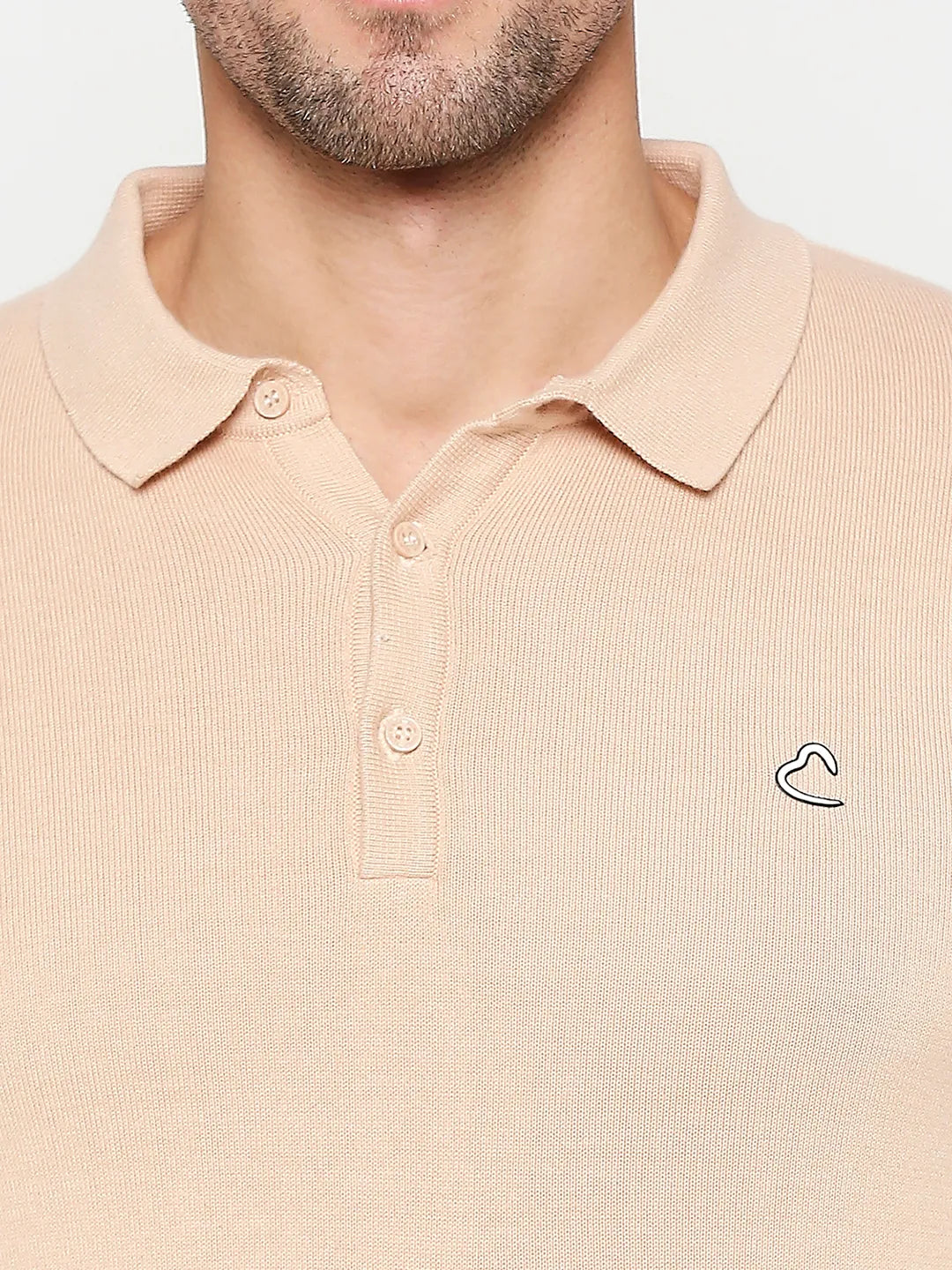Being Human Clothing Men Regular Fit Polo Neck T-Shirts-Toasted Almond