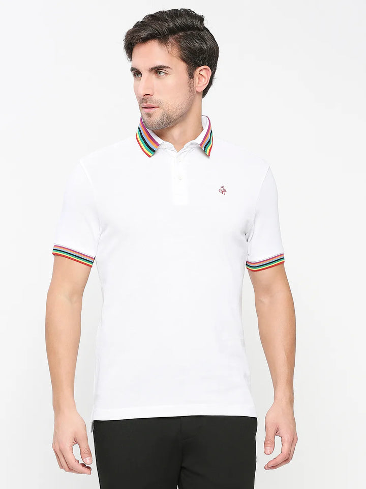 White Regular Fit Men's Polo T-Shirt