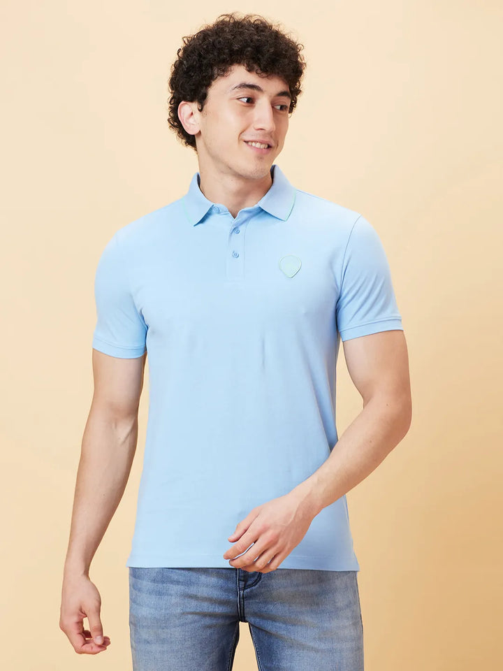 Blue Regular Fit Men's Polo T-Shirt